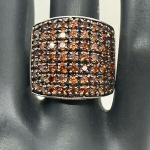 Sterling Reddish Brown Garnet Ring     Size 7